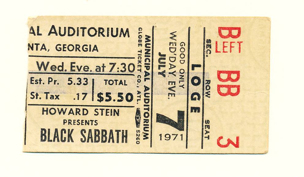 Home Of Metal Ticket Stub For First Concert In Georgia