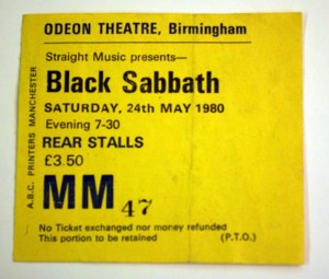 Home Of Metal | Black Sabbath Odeon Birmingham Ticket